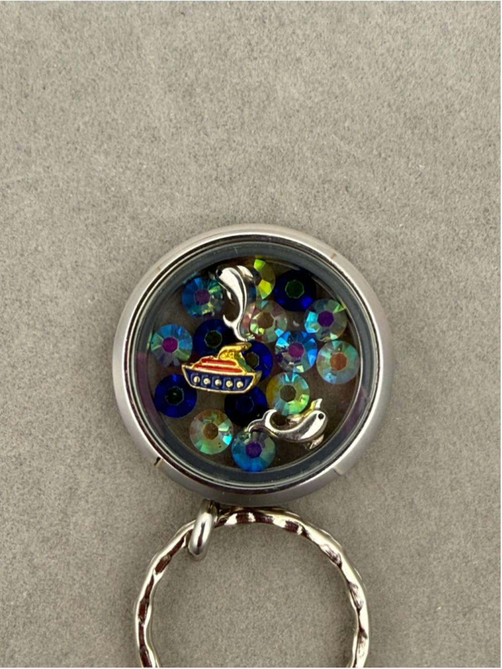 Unbranded Cruise Ship Floating Charm Keychain, One Size, Silver/Blue